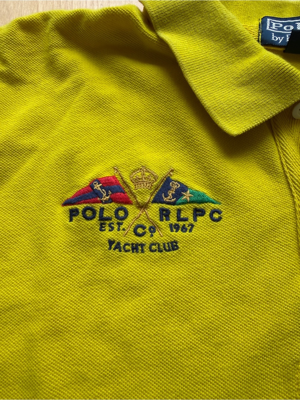 Polo Ralph Lauren Big Pony Yacht Club Polo Shirt XL Yellow Blue Rugby Preppy - Picture 9 of 11